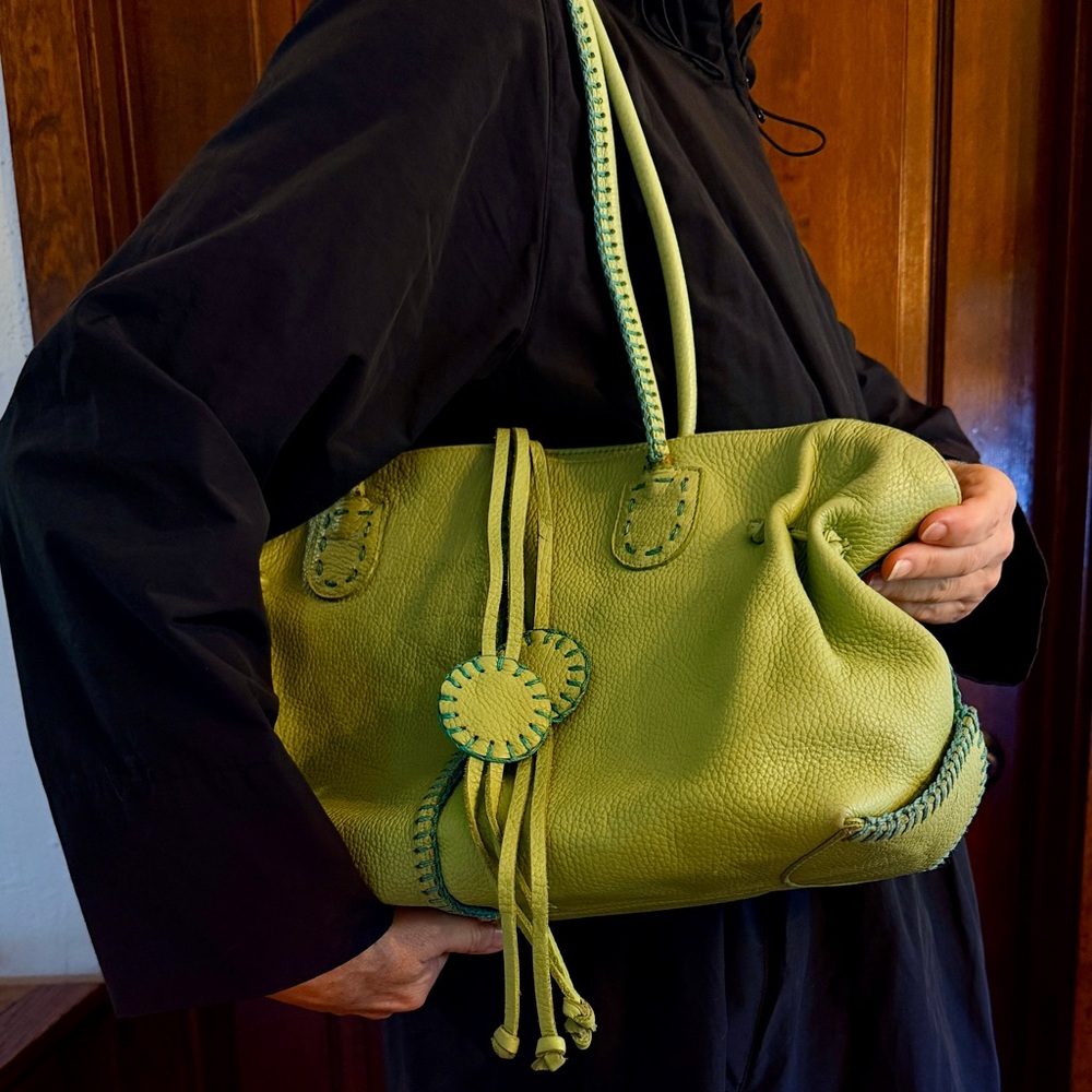 Fatto A Mano By Carlos Falchi Verdi Green Leather Handbag, originally $425